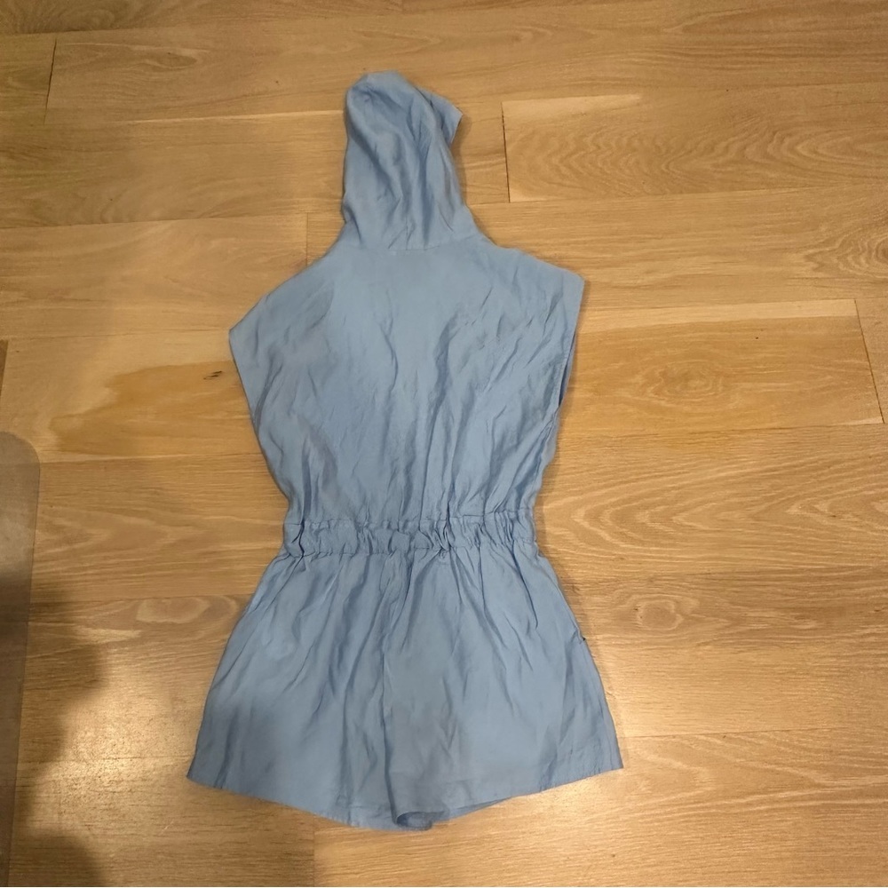 NEW ZARA WITHOUT TAGS KIDS Sz 11-12 N/SLV BLUE ZIP UP ONE PIECE w POCKETS/HOOD - Picture 4 of 5